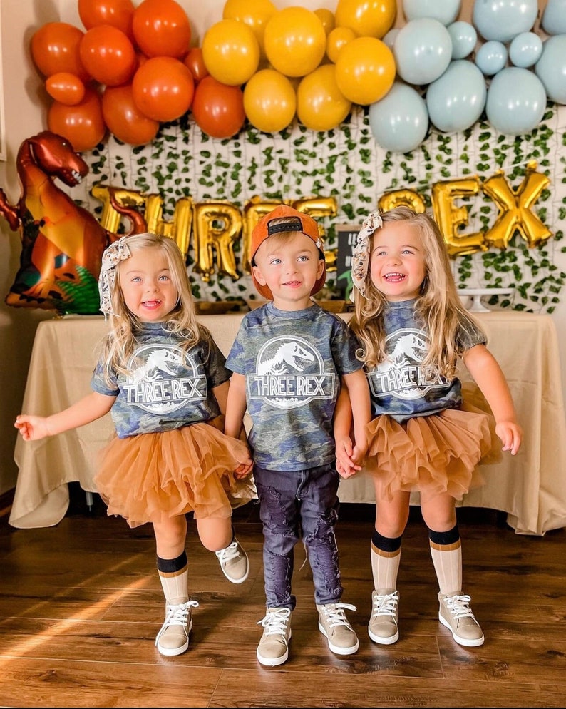 THIRD Birthday Shirt 3rd Birthday Outfit Three Rex Dinosaur Birthday Shirt Girls Dinosaur Birthday Shirt Jurassic Party Birthday Shirt image 2