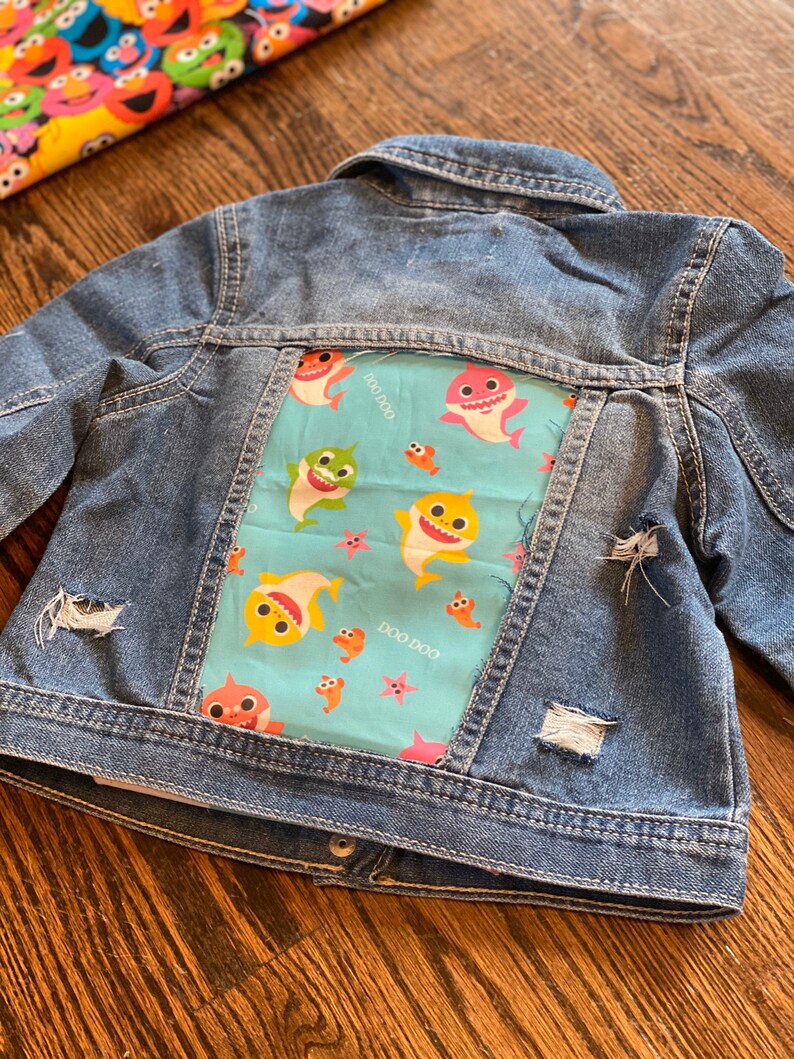 Baby shark denim jacket Etsy