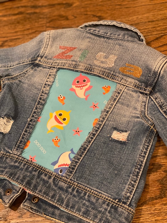 Baby shark denim jacket Etsy