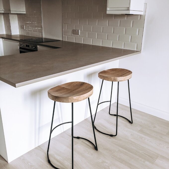 Wooden Metal Bar Stool Wood and Metal Bar Stools Rustic Etsy UK