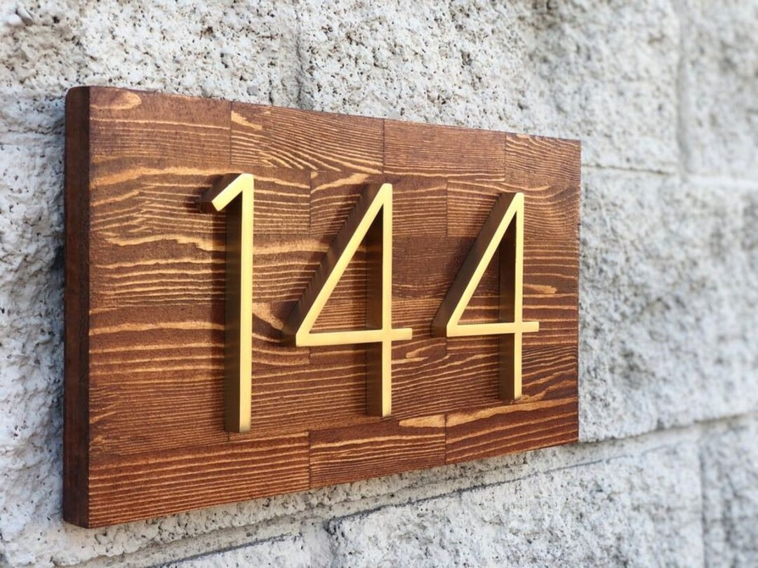 Gold Floating House Numbers/ Satin Gold House Numbers/ Etsy