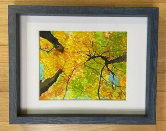 New Perspective of Autumn Trees in watercolor