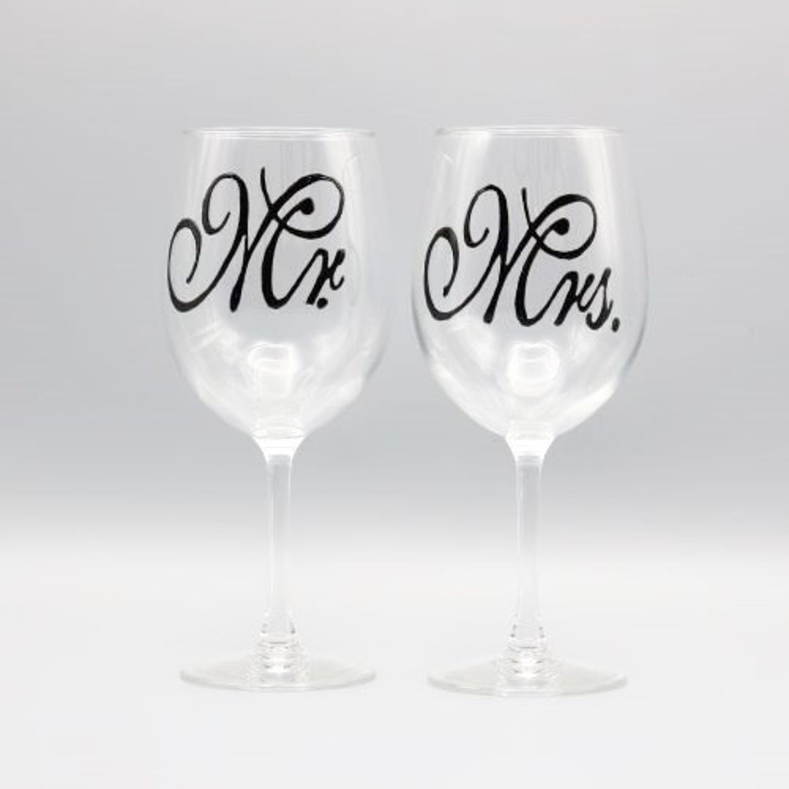 Painted Wedding Wine Glasses Mr and Mrs Wedding Wine Glasses Etsy