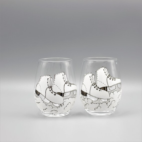 Painted Ice Skates Wine Glasses, Ice Skate Design Wine Glasses, Gift for Ice  Skaters, Personalized Gift for Ice Skaters, Set of Two - Etsy
