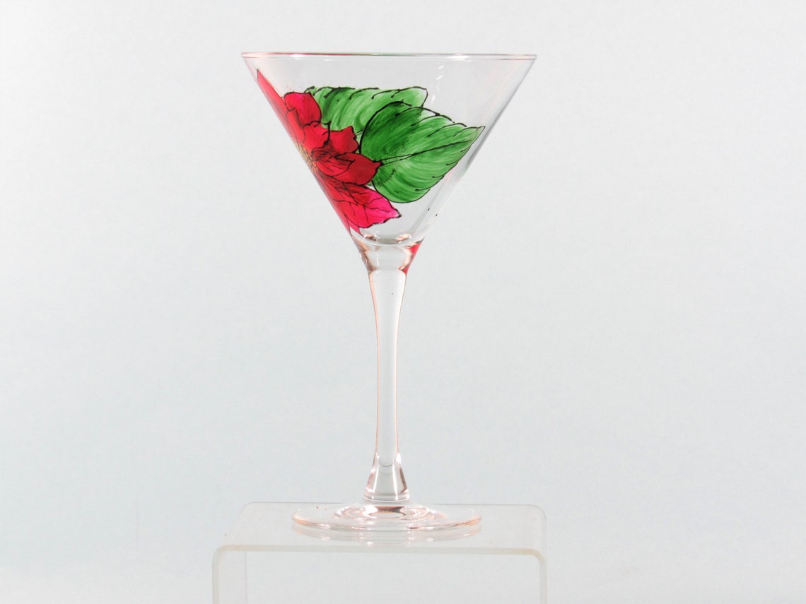 Paint Christmas Martini Glass Painted Martini Glass Etsy