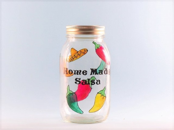 Painted Salsa Jar, Personalized Salsa Jar, Home Made Salsa Jar