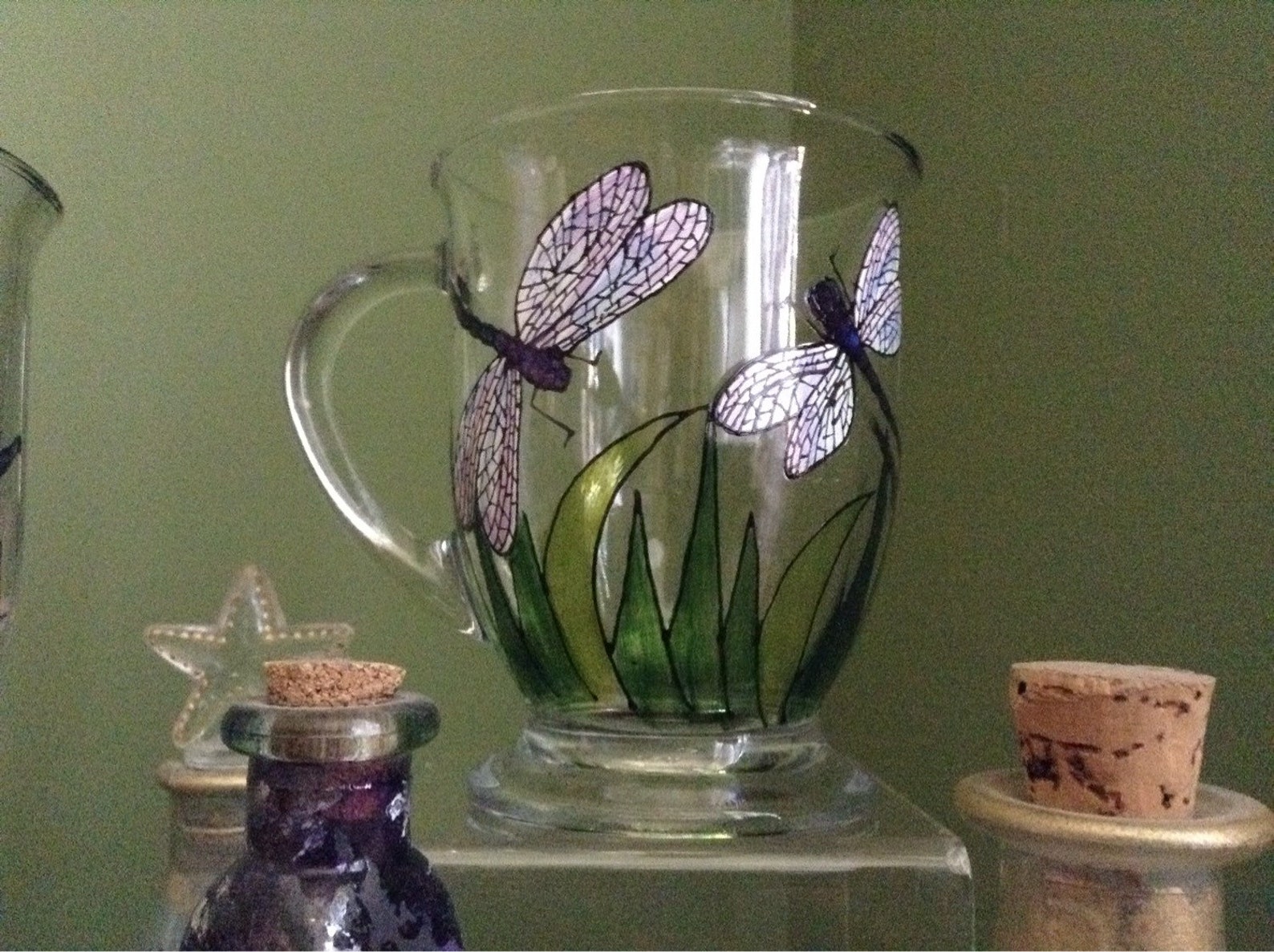 Painted Dragonfly Coffee Mugs Painted Mugs Dragonfly Gifts | Etsy