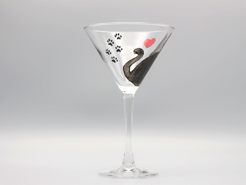 Hand Painted Cat Martini Glass Painted Cat Silhouette Martini Etsy