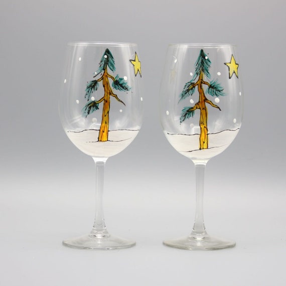 Set of Two Personalized Custom Painted Martini Glasses 