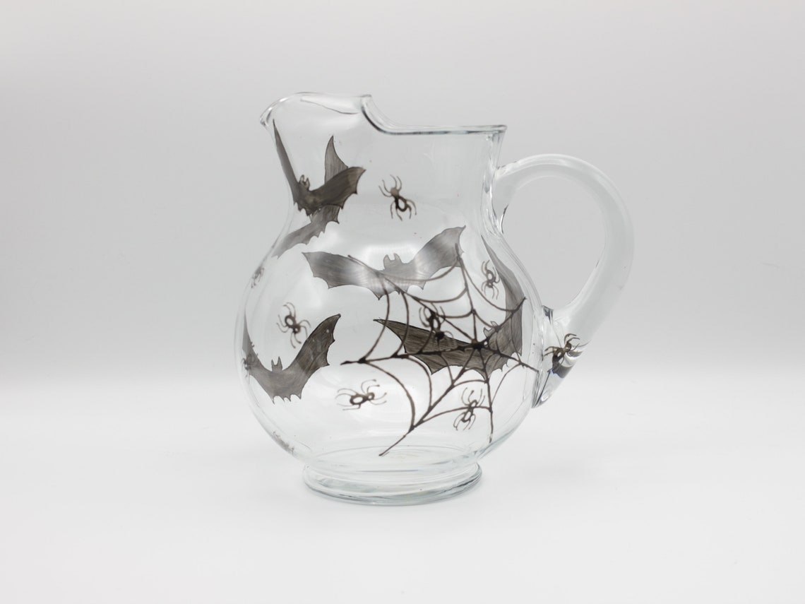 Painted Halloween Pitcher Spooky Halloween Design Scary Bats - Etsy