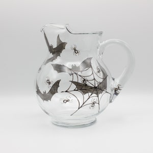 Painted Halloween Pitcher, Spooky Halloween Design, Scary Bats and ...