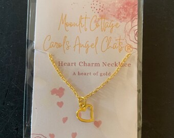 HEART OF GOLD  Heart Charm Necklace by Moonlit Cottage Carol's Angel Chats®