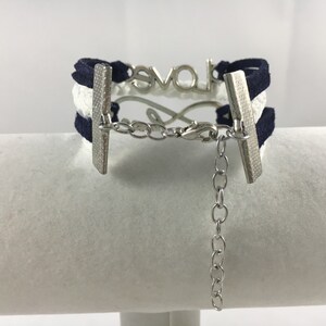 ARDS, Anal Cancer, Arthritis, Colitis, Colon Cancer, Dystonia, Huntington's Disease, Blue and White Suede Multi-Strand Awareness Bracelet imagen 2