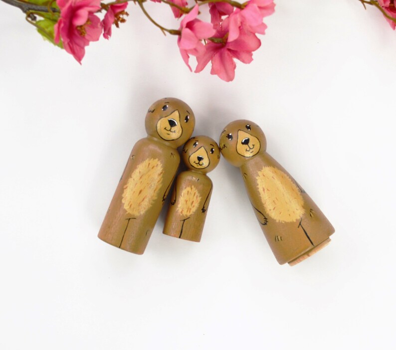 Bear Peg Family Bear Family Bear Peg Peg Animals Pretend Play Classic Toys Bear Toy Easter Basket Filler Easter Toys Easter Gift - 