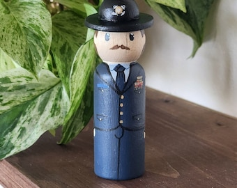 Custom Uniformed Member  Peg Doll: Hand- Painted military gift