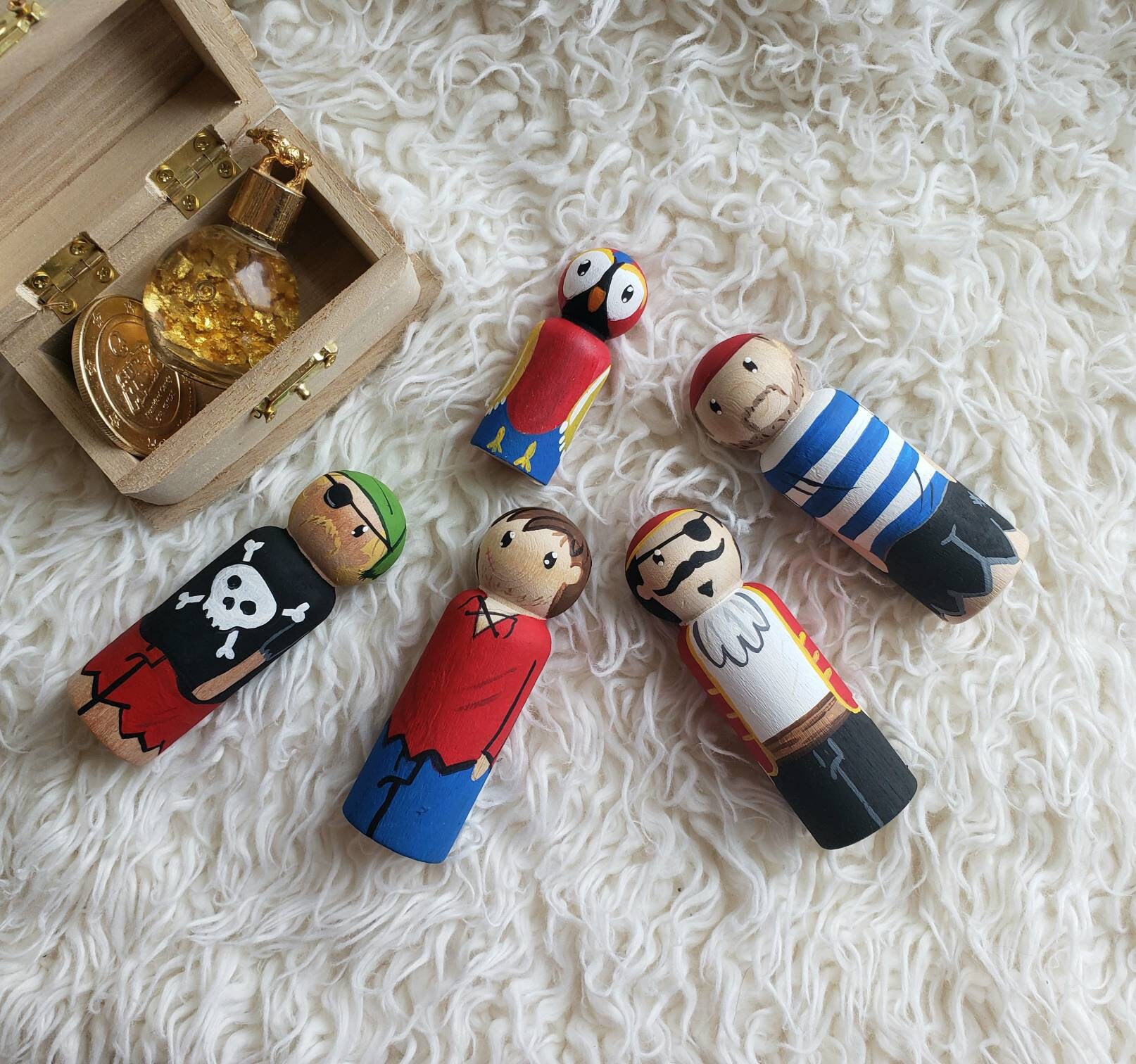 Pirate Peg Doll Set Pirate Toys Handmade Toys Pirate Party Etsy