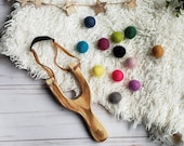 Kids Slingshot, Slingshot toy, wooden Slingshot, kids Slingshot with ammo, Toy Slingshot, Christmas gift, stocking stuffer