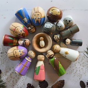 Nativity peg doll set, Nativity set, Jesus toy, Kids Nativity, Hand Painted Nativity, Christmas toys, Christmas gift, Child Nativity, christ