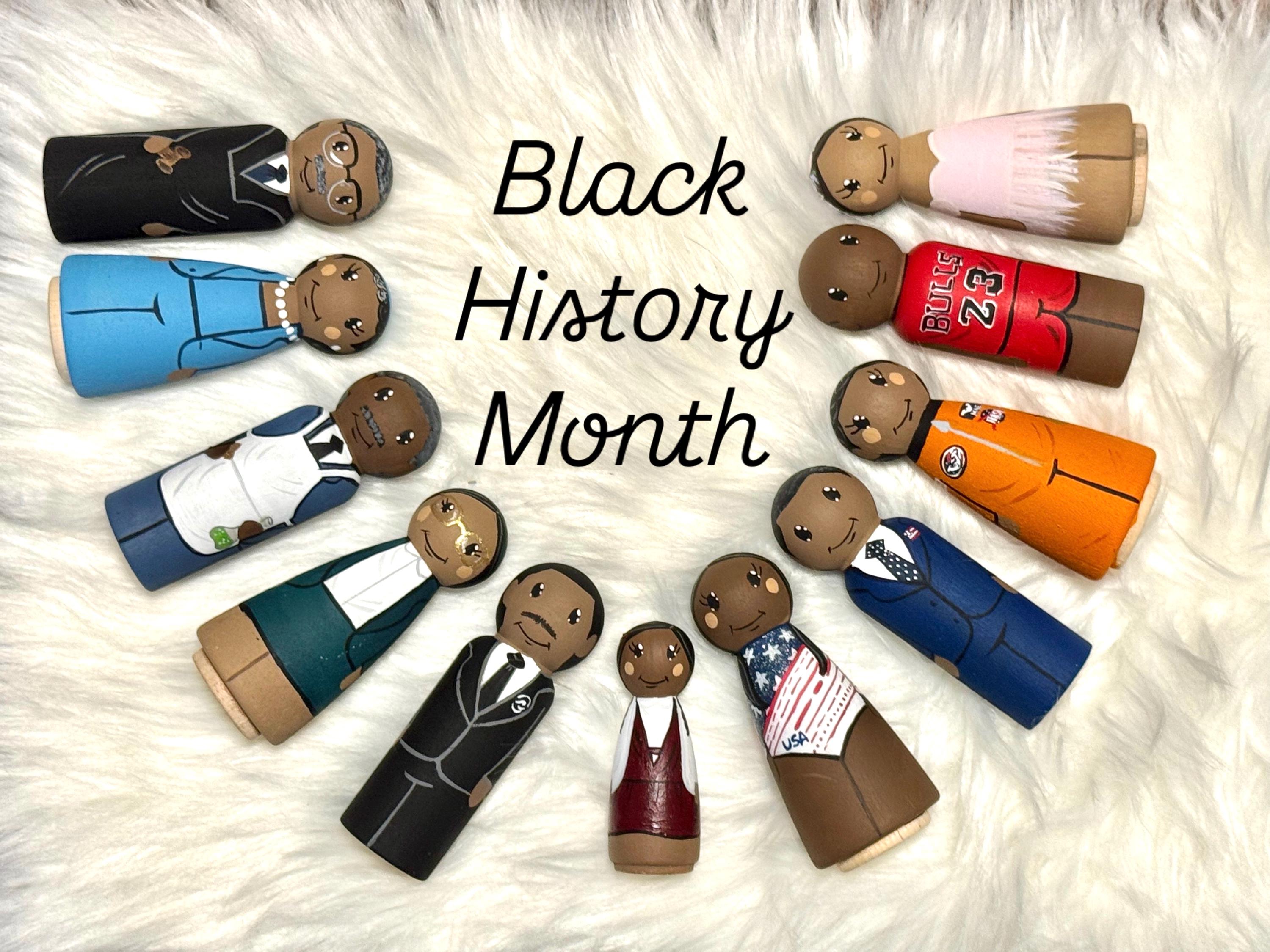 Black History Month Peg Doll Set: African American Heritage Month Dolls