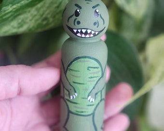 Trex Peg Doll - Trex toy - tyrannosaurus toy - Dinosaur Peg Doll - toddler gift - Handmade dinosaur toy - Waldorf toy - Montessori toy