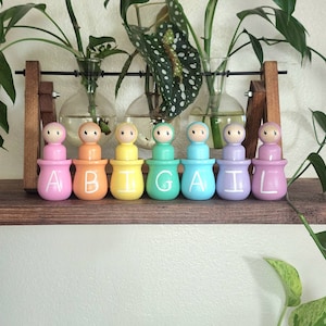 Custom Name Peg Dolls and Pots : Alphabet Dolls, Learning Toys, Name Toy