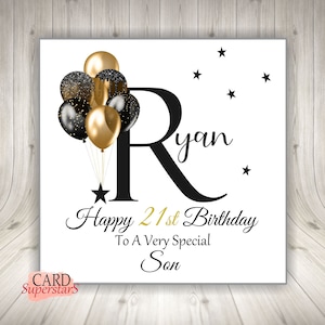 Large 8" Personalised Handmade Male Birthday Card 16th 18th 21st 30th 40th 50th Any Initial, Name and Age - Son Brother Grandson Nephew