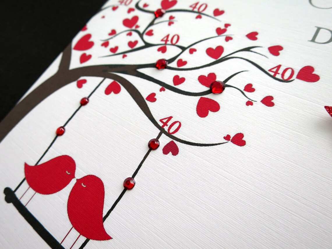 Large 8" Personalised Handmade Ruby Wedding Anniversary Card 40th ...