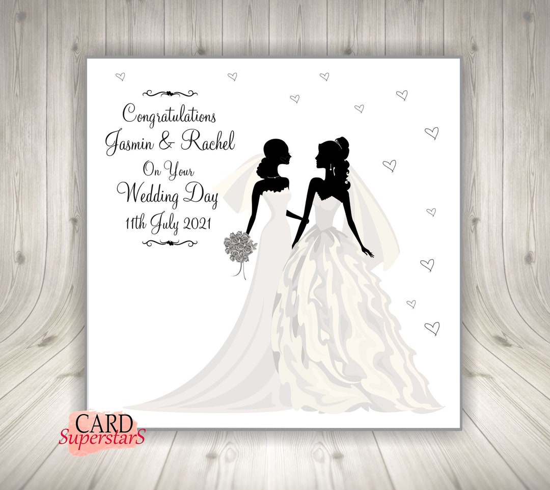 Large 8 Personalised Lesbian Wedding Card Mrs &amp; Mrs - Etsy