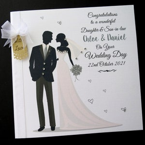 Large 8" Personalised Handmade Bride & Groom Wedding Day Congratulations Card