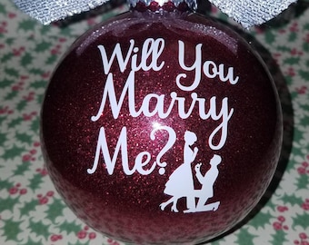 Personalized Proposal Glitter Ornament | Will You Marry Me | Engagment | Wedding | Mr. & Mrs. | 2 sided | Marriage | Customized