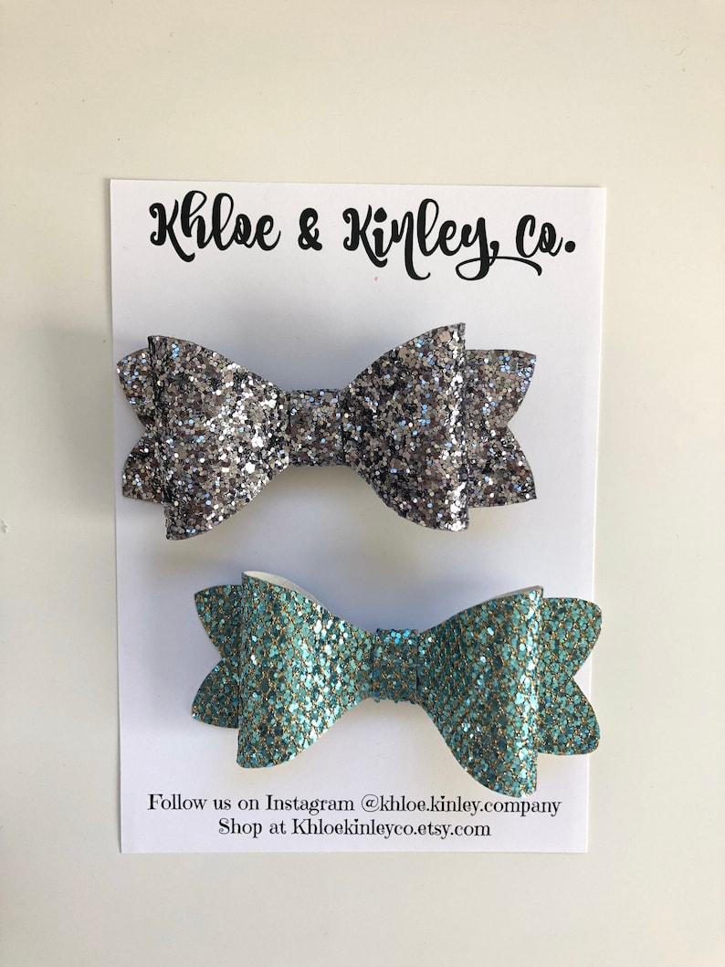 nylon headbands Sparkly glitter bows hair bows alligator clips