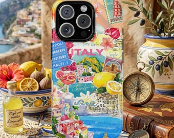 Coquette Italian Summer Collage Phone Case, Coastal Amalfi iPhone Samsung Pixel Protection