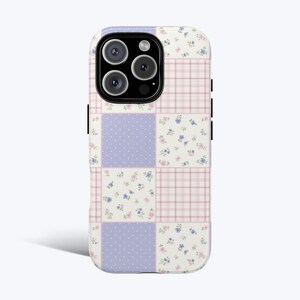 Patchwork Quilt Tile Grandma Chic Aesthetic Floral Boho Cute Spring Trendy Phone Case iPhone 15 14 13 12 Samsung Galaxy s24 s23 Pixel 8 7