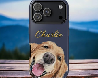 Personalized Golden Retriever Phone Case: Protective Pet Portrait Cover