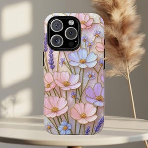 Floral Wildflower Phone Case - Stained Glass 3D Mosaic Pearl Design, Tough Protective Cover for iPhone, Samsung, Google Pixel&quot;