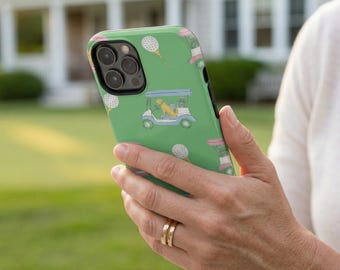 Golden Retriever Golf Cart Phone Case, Dog Lover Gift, Protective Cover (iPhone, Samsung, Pixel)