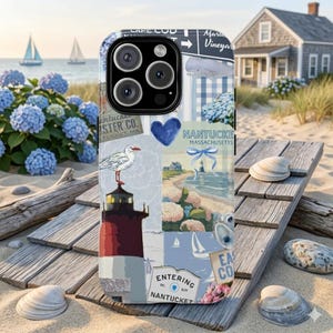 Nantucket Collage Phone Case: Coastal Beachy Style