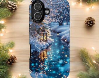 Phone Case, Winter Wonderland Tough Case for iPhone Samsung Google Pixel, Snowflake Holiday Gift, Protective Cover Shell, Snowy Landscape