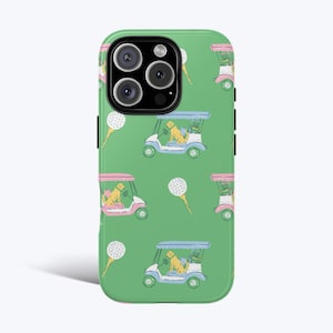 携帯電話ケース、ゴルフカートに乗ったゴールデンレトリバーの犬好きへのギフト、Samsung、iPhone、Google Pixel、動物ペットの携帯電話カバー、保護ケース、かわいい