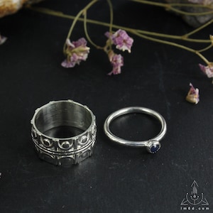 Set of 2 stackable rings in sterling silver and gemstone, choose your size Handmade B0273 image 1