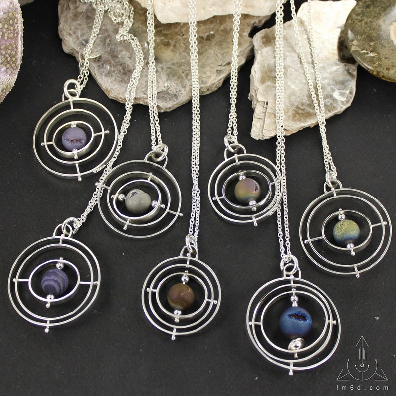 Gyroscope planet necklace choose your color - Handmade C0377 