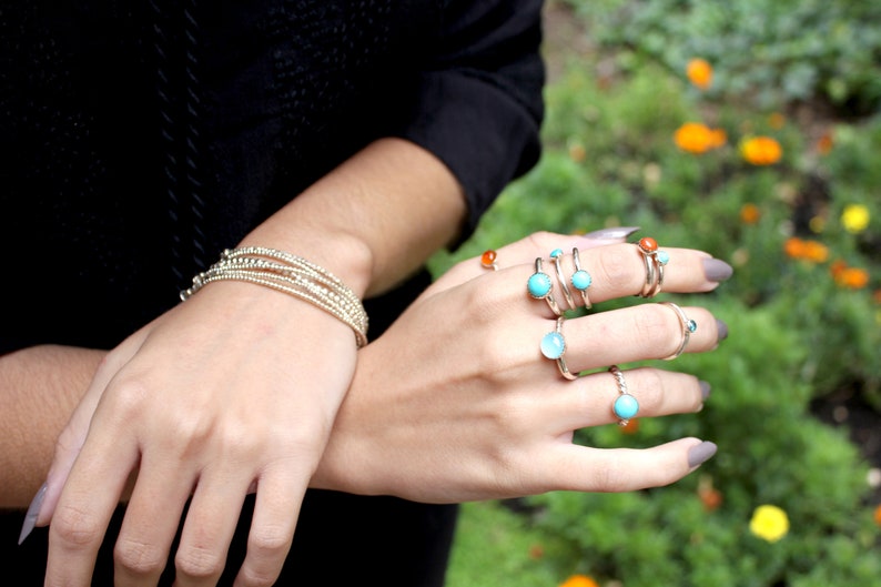 Set of 2 stackable rings in sterling silver and gemstone, choose your size Handmade B0273 image 5