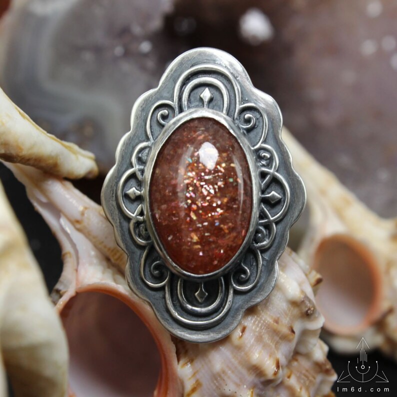 Sunstone adjustable ring - Handmade B0010 