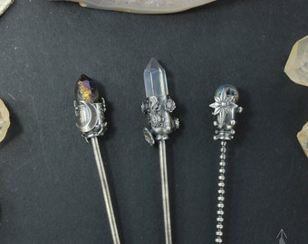 Hairpin or magic wand in sterling silver - Handmade A0059