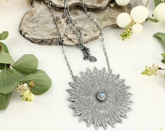 Mandala necklace - Harmony necklace - Sterling silver necklace- Boho necklace - Moonstone necklace - Handmade C0203