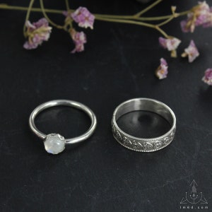 Set of 2 stackable rings in sterling silver and gemstone, choose your size Handmade B0273 image 4