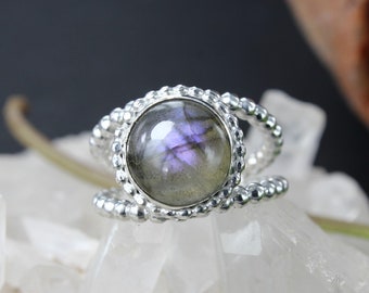 Labradorite ring - Flower ring - Sterling silver ring - Bridal ring - Boho ring - Handmade B0096