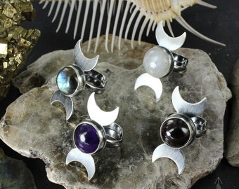 Goddess of the Moon adjustable ring - Handmade B0427