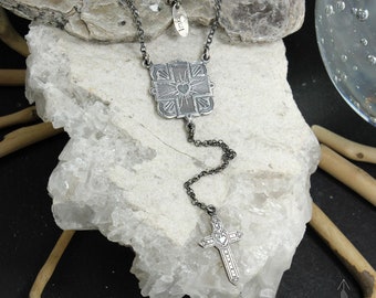 Talisman necklace in rosary style, lucky charm necklace - Handmade C0271