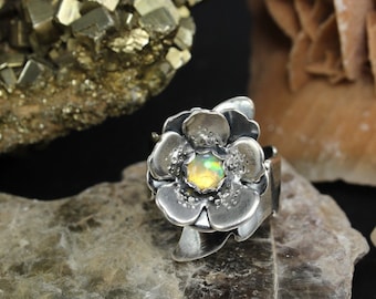 Beautiful Sakura ring with opal size 8  - Handmade B0467